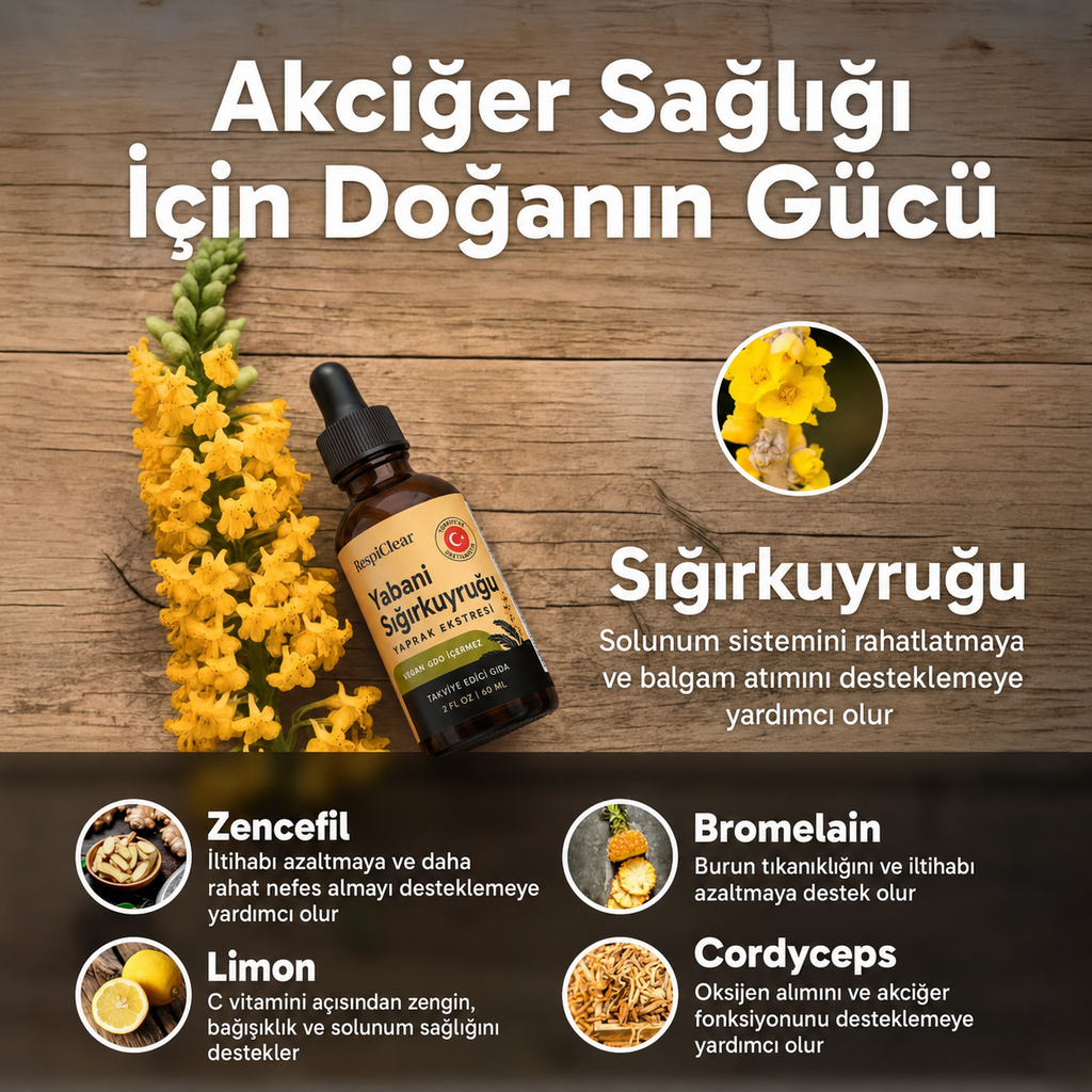 Sigara İçenler İçin Güçlü Sığırkuyruğu Damlası | RespiClear™